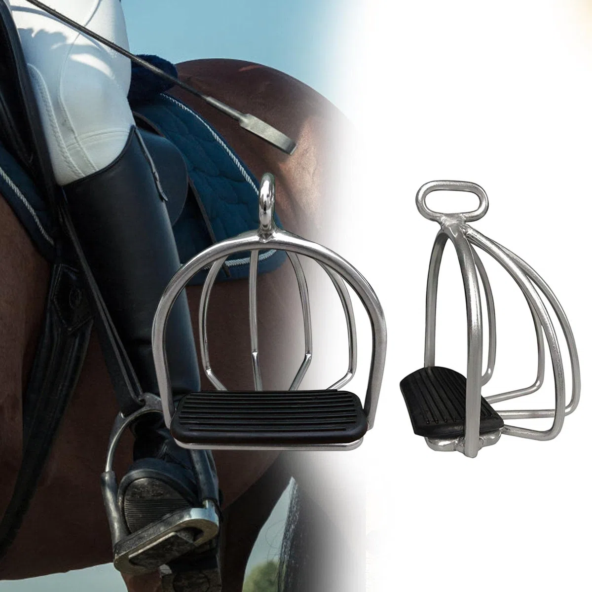MagiDeal 2X Staffe per Equitazione Strumento di Allenamento Antiscivolo Acciaio Flessibile Antiscivolo per la Sicurezza Equitazione Sport all'Aria Aperta
