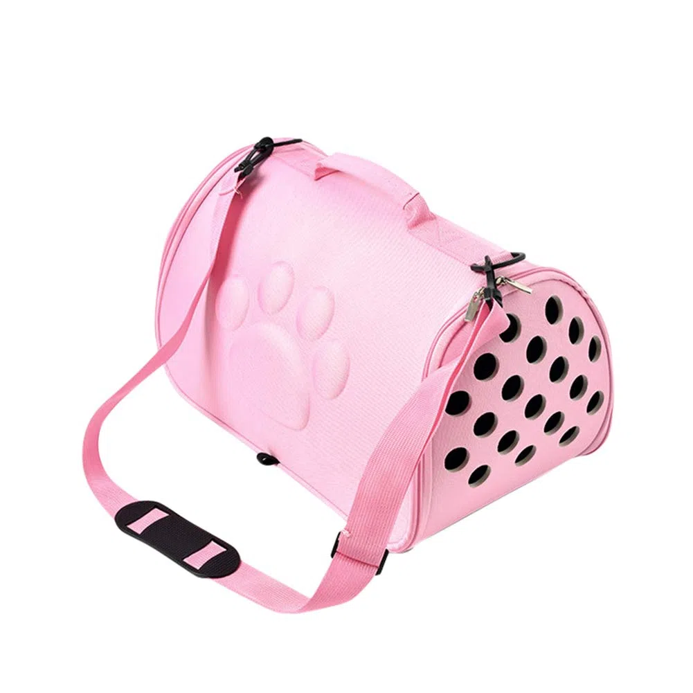 Trasportino a tracolla per animali domestici, portatile, per gatti, borsa da viaggio traspirante per cani (M, rosa)