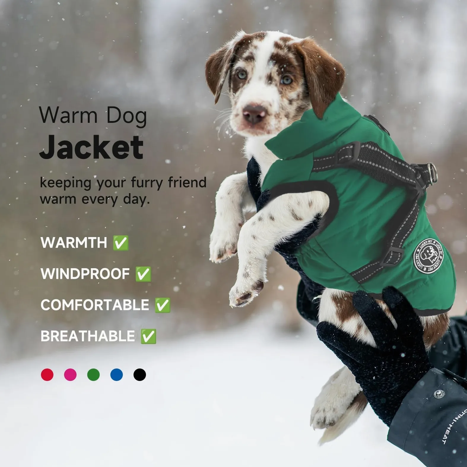 Cappotto impermeabile per cani con imbracatura integrata, caldo cappotto invernale per cani,Giacca per cani di taglia piccola, media e grande