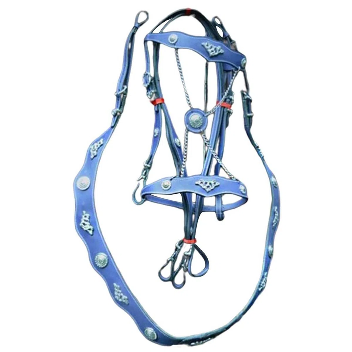 Cavezza Per Cavallo Cavezze senza catene for cavalli in pelle PU e corde di piombo ergonomiche comode con fibbia in metallo(Blue)