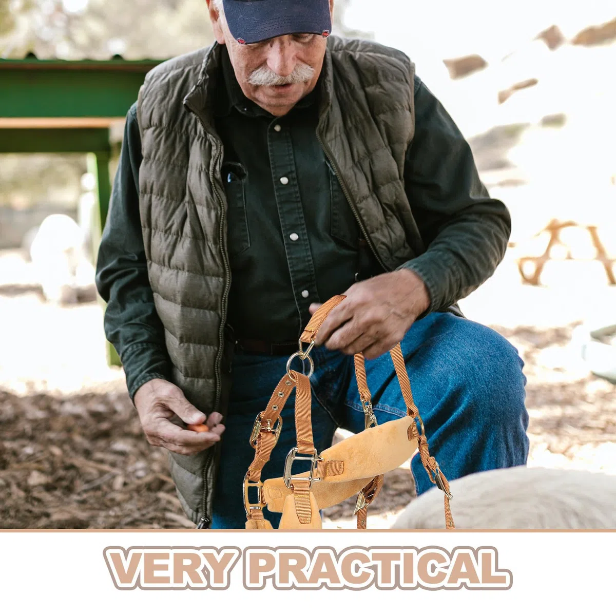 Cavezza per Cavallo Corda Intrecciata, Regolabile, Pu, Equitazione