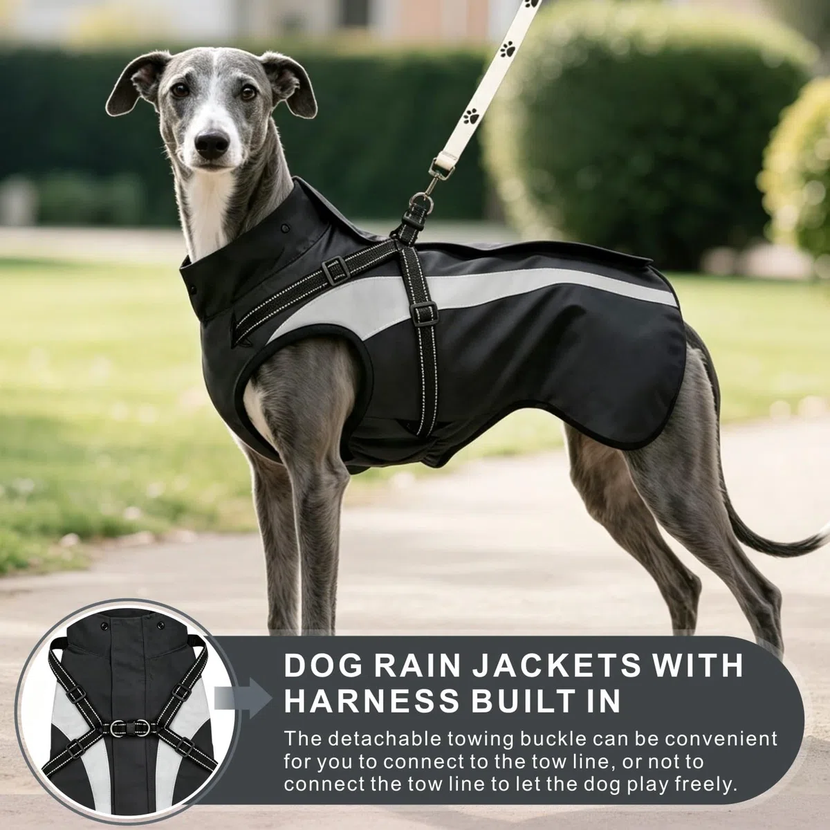 Impermeabile per cani, impermeabile, riflettente, con cappuccio, per animali domestici, per cani di taglia piccola, media e grande, cuccioli, S-XXL (nero, XXL)