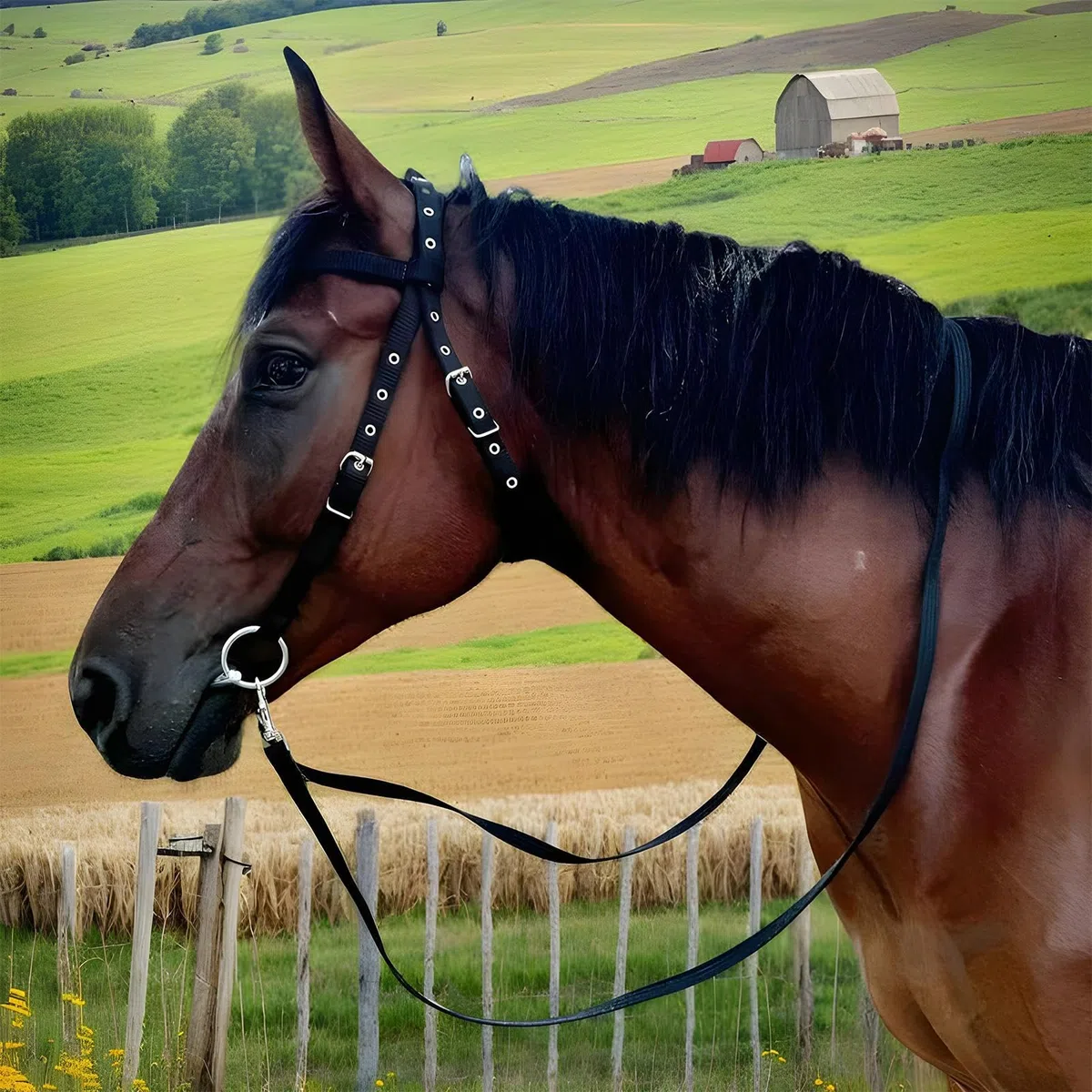 Cavezza per cavallo con fibbia, briglia da allenamento per cavalli, corda regolabile con 3 fibbie, cinghia con chiusura a gola, per appassionati di equitazione che riducono l'attrito