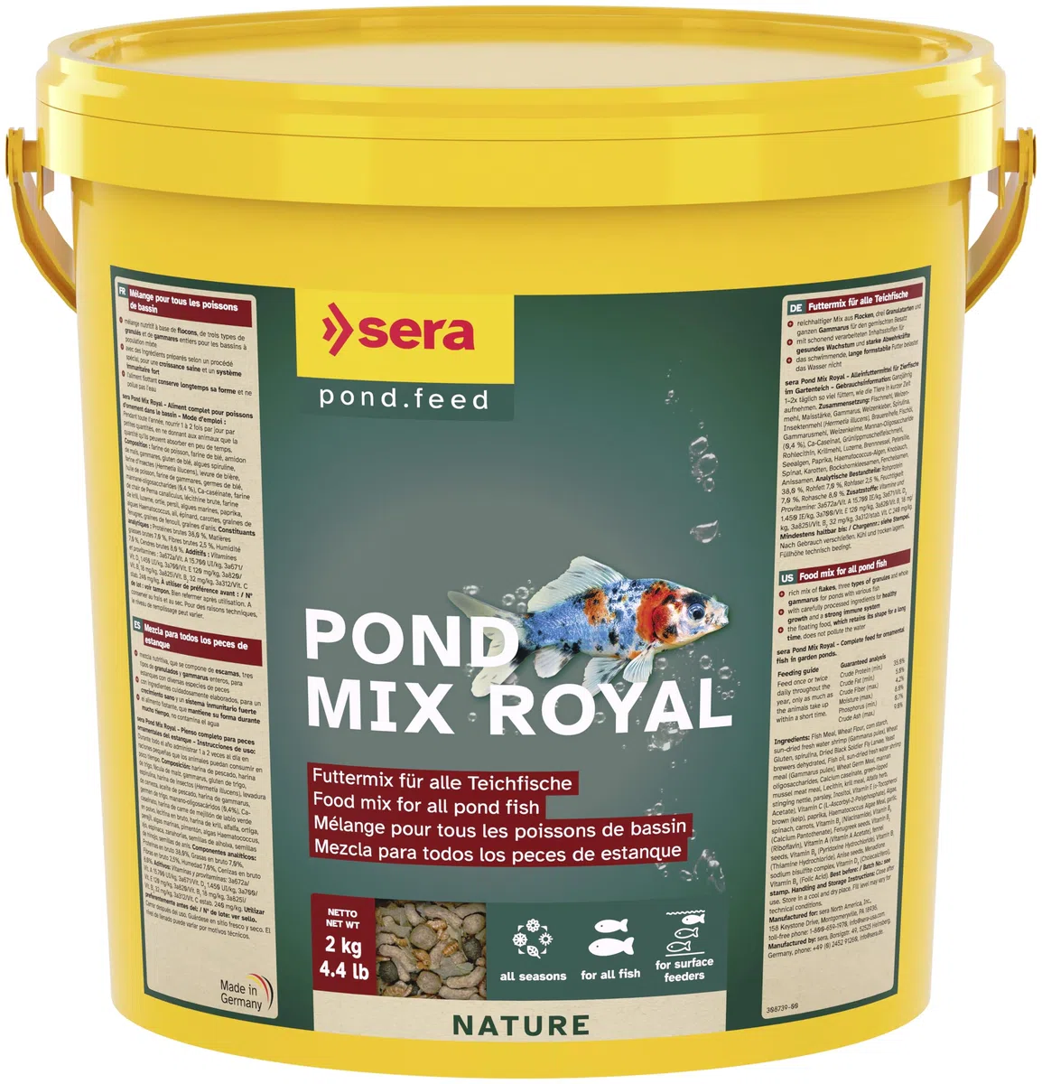 sera pond mix royal 10 l 2.000 g | Mix di mangimi per pesci da laghetto 10.000 ml | senza coloranti e conservanti