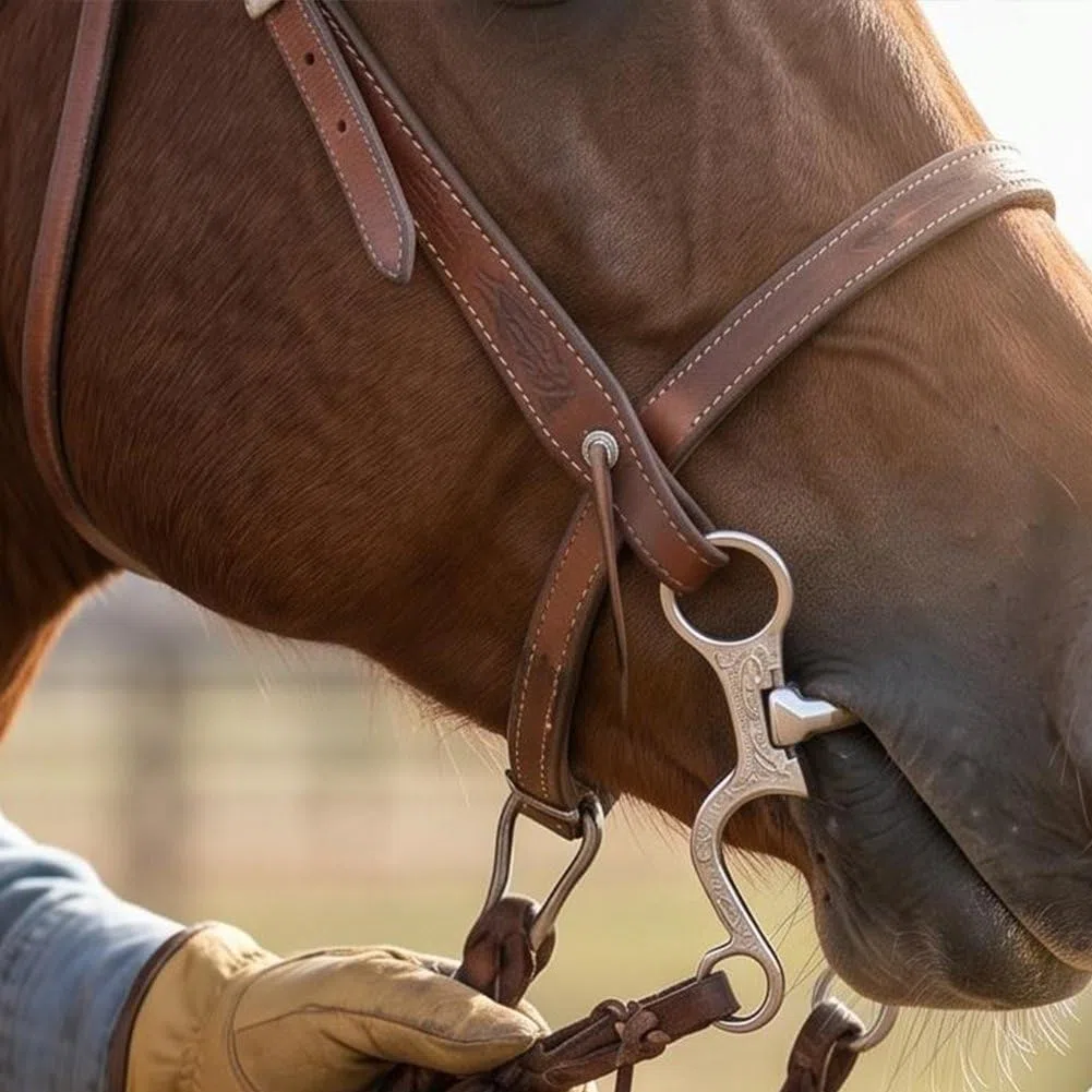 Dianzan Morso per Cavallo a Guance Piene, Morso a Snodo con Catena in Acciaio Inossidabile, Accessorio per Finimenti Equestri.