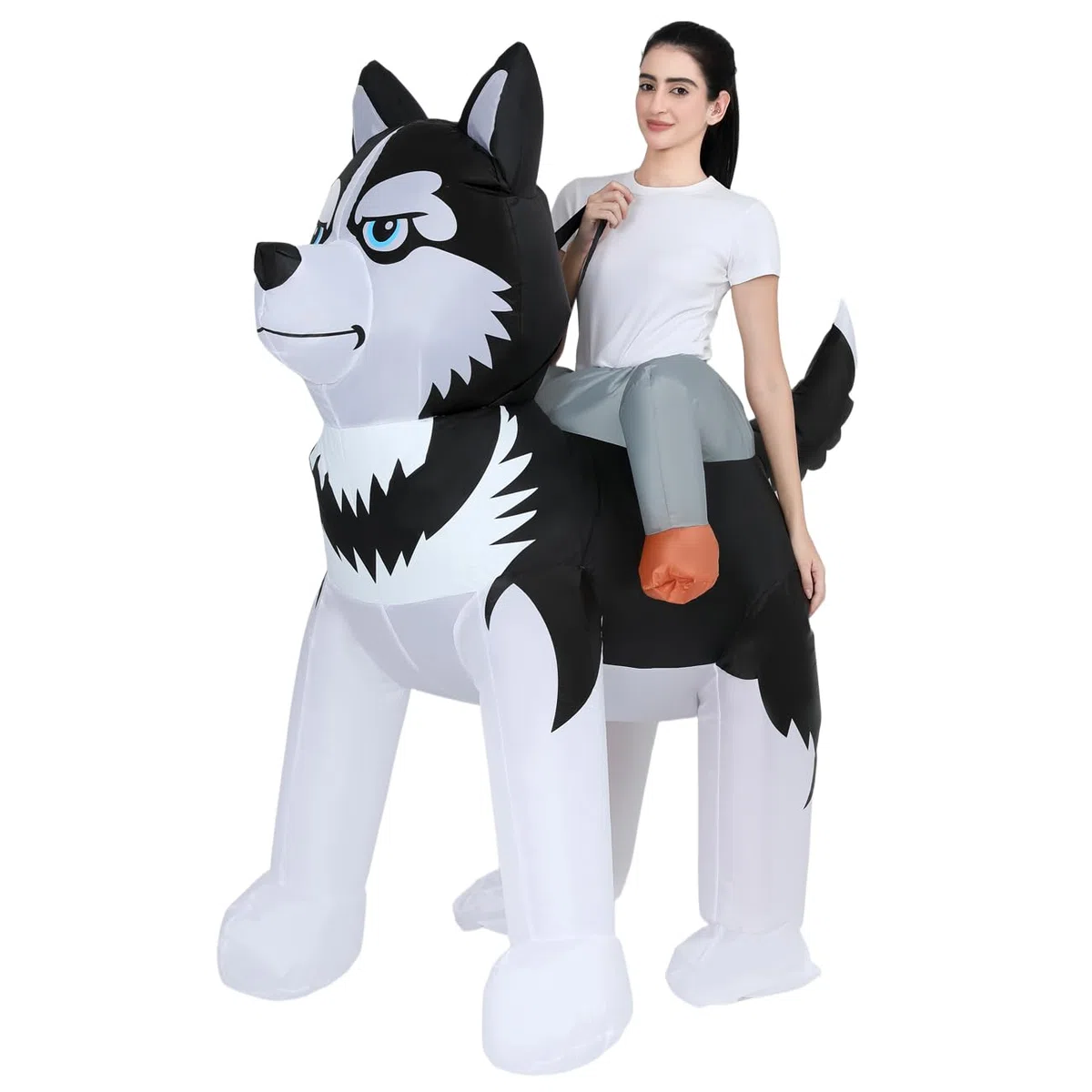RHYTHMARTS Costume gonfiabile per cani per adulti, divertente costume da husky