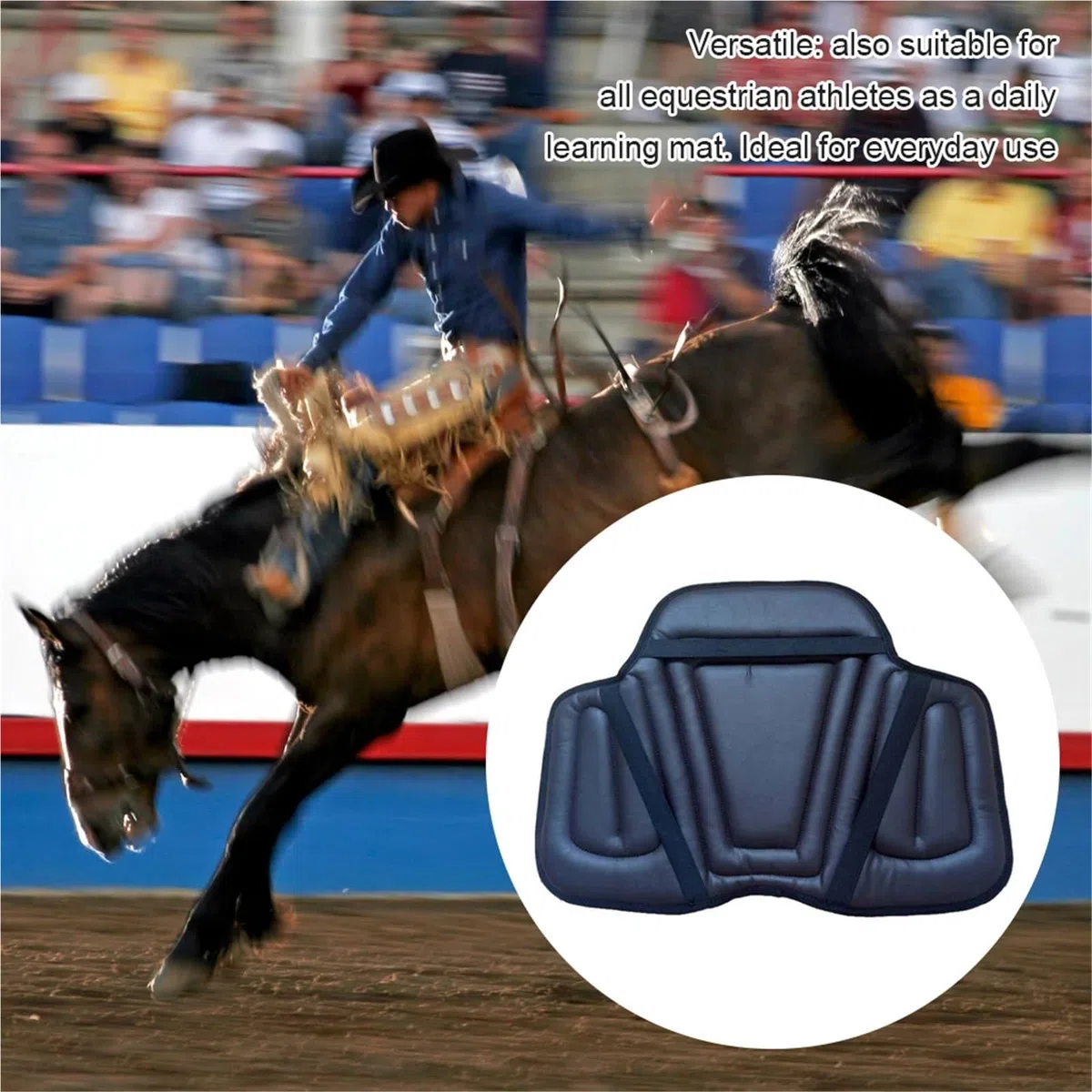 Sottosella da equitazione, morbido sedile equestre, comodo rivestimento, ergonomico, sportivo, ammortizzante, supporto, adulti, bambini, principianti, regali Per La Schiena Del Cavallo(Black)
