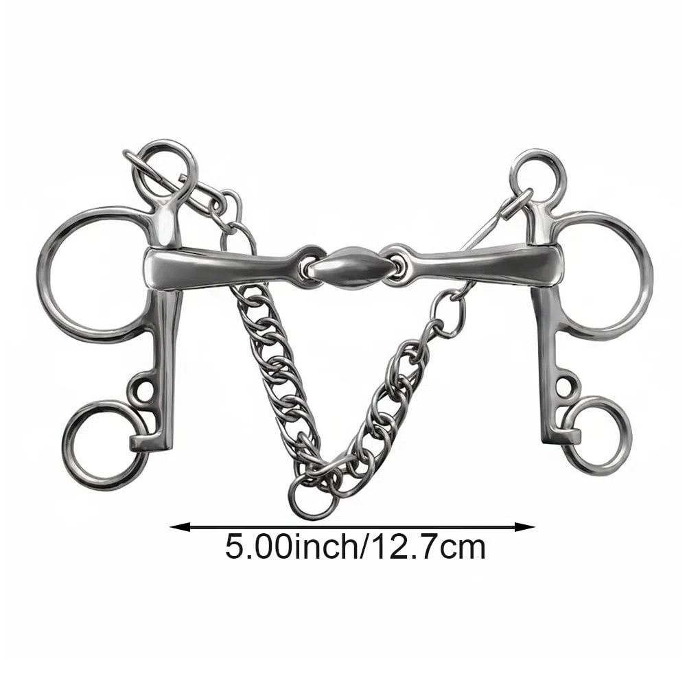 Morso a Snodo in Acciaio Inox con Catenella, Morso Professionale per per Addestramento E Equitazione, Accessorio per Equitazione per attività All'aperto, Connettore per Finimenti.