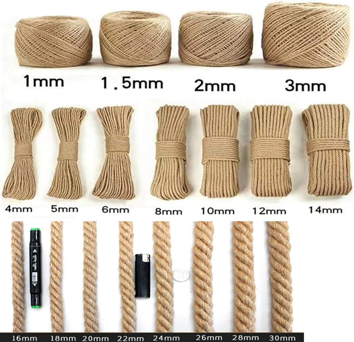 Corda in sisal, spago di canapa fai da te per tiragraffi per gatti, corda spessa per riparazione albero del gatto, per giardinaggio, decorazioni artigianali, confezioni regalo (22 mm x 20 m)