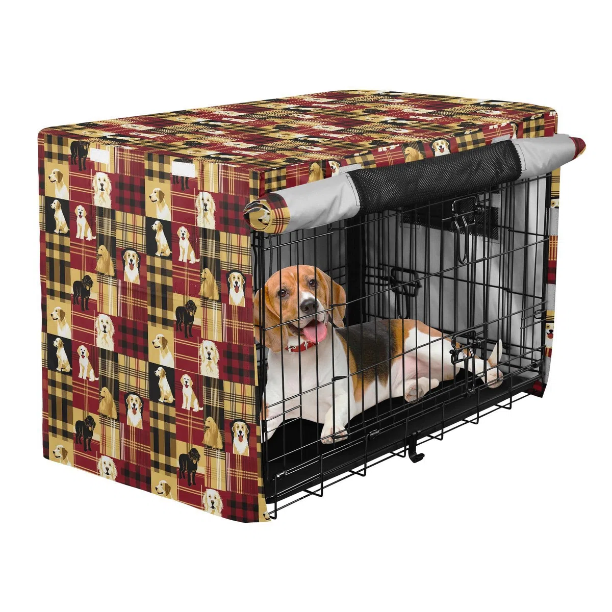 Copertura per gabbia per cani, colore rosso dorato
