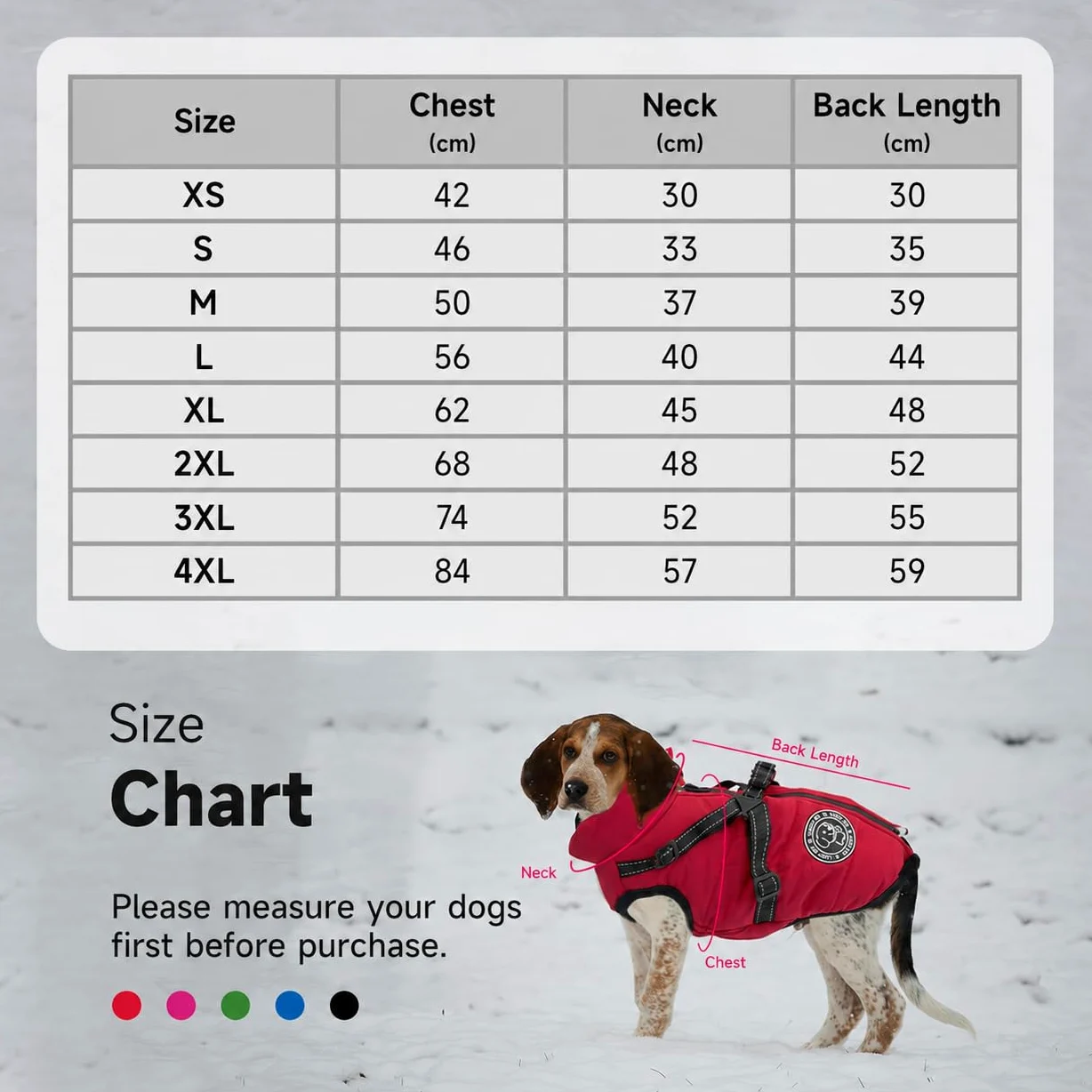 Cappotto impermeabile per cani con imbracatura integrata, caldo cappotto invernale per cani,Giacca per cani di taglia piccola, media e grande