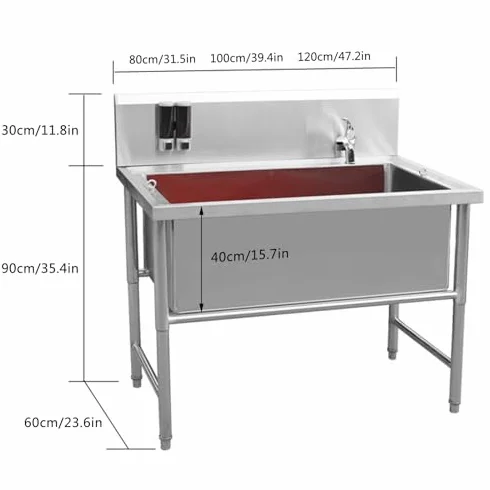 Vasca da bagno professionale in acciaio inox per cani di taglia grande