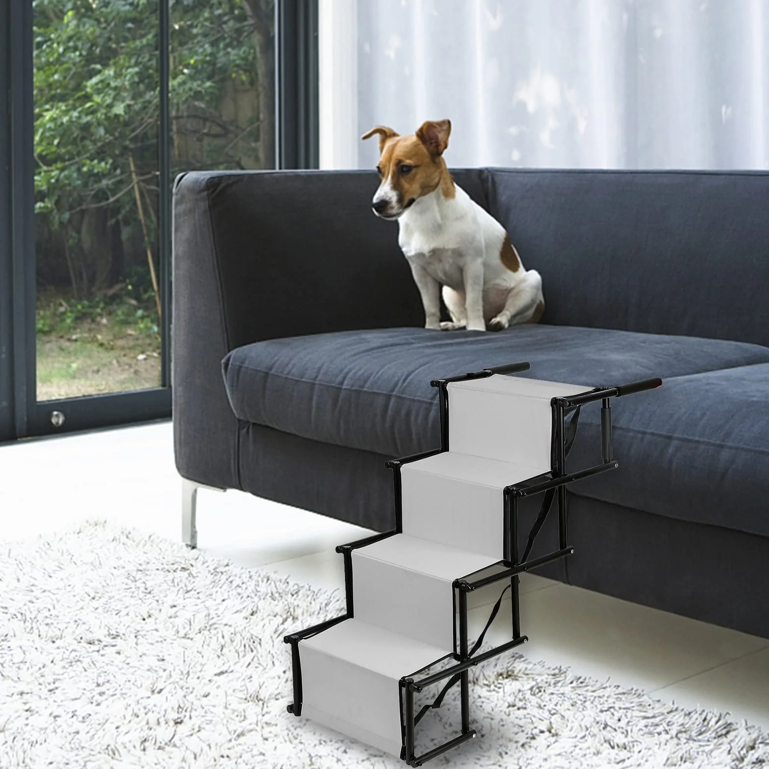 Cannoli Rampa per Auto per Cani, Scaletta per Cani, adatta per cani di grandi e piccoli - Il telaio in acciaio può sopportare 60 kg (139 * 45 * 76 cm - grigio chiaro)