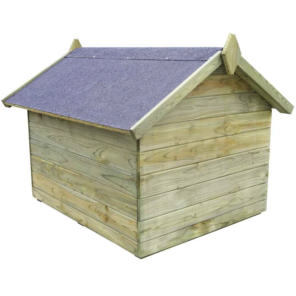Cuccia per cani con tetto in legno di pino impregnato