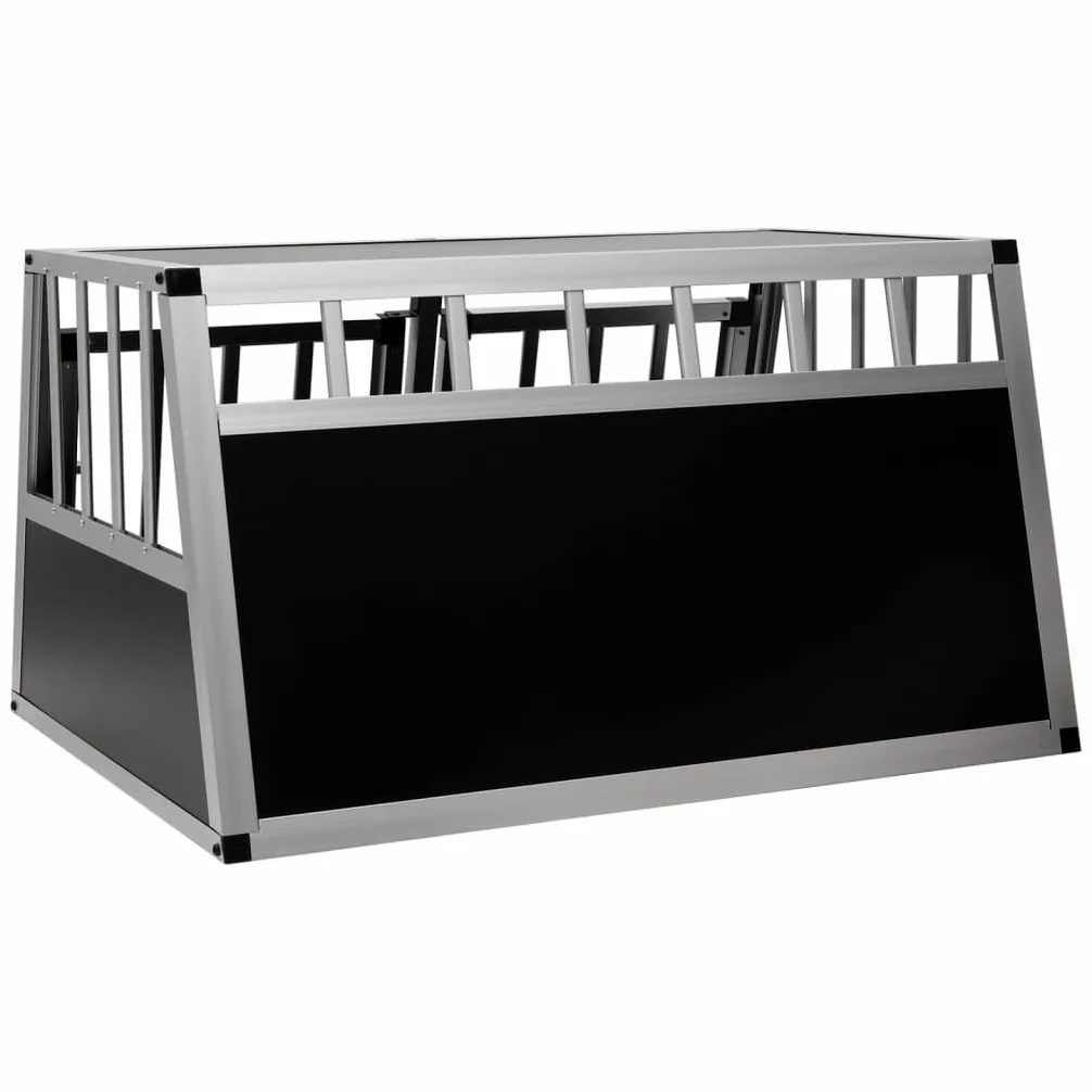 Gabbia per cani in alluminio e MDF, doppia porta, 89 x 69 x 50 cm, leggera e facile da montare, per bagagliaio auto, con raccordi angolari in plastica per la sicurezza