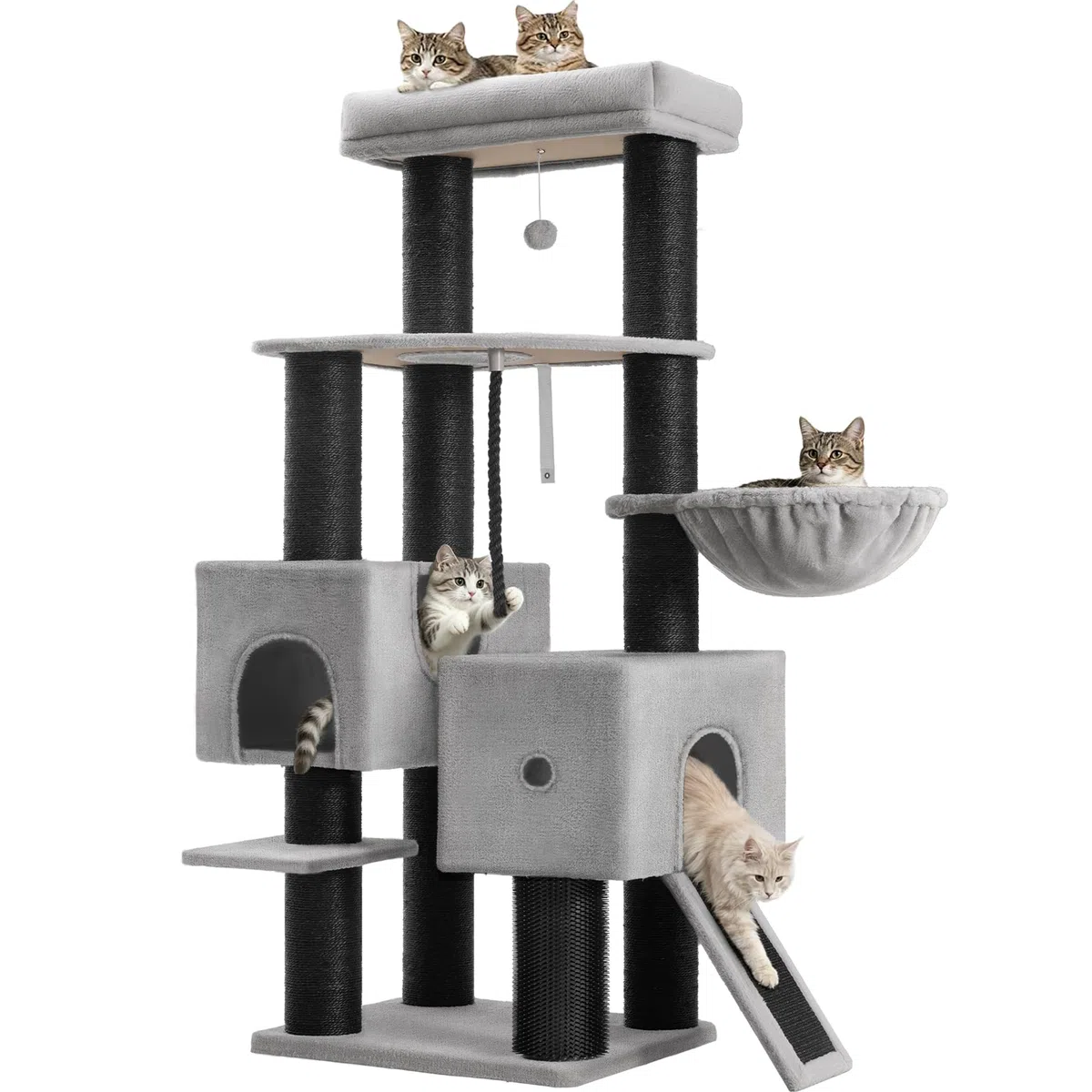 Albero Tiragraffi per Gatti, 160 cm, Grigio Chiaro