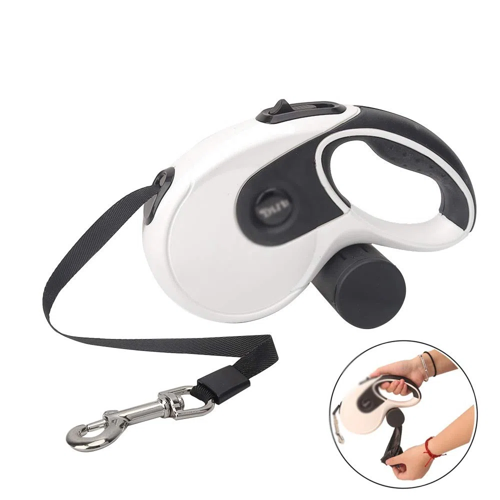 Guinzaglio retrattile per animali domestici 5M, guinzaglio automatico per animali domestici con distributore di borse da toilette, accessori per guinzaglio per animali domestici (Color : F) (D )