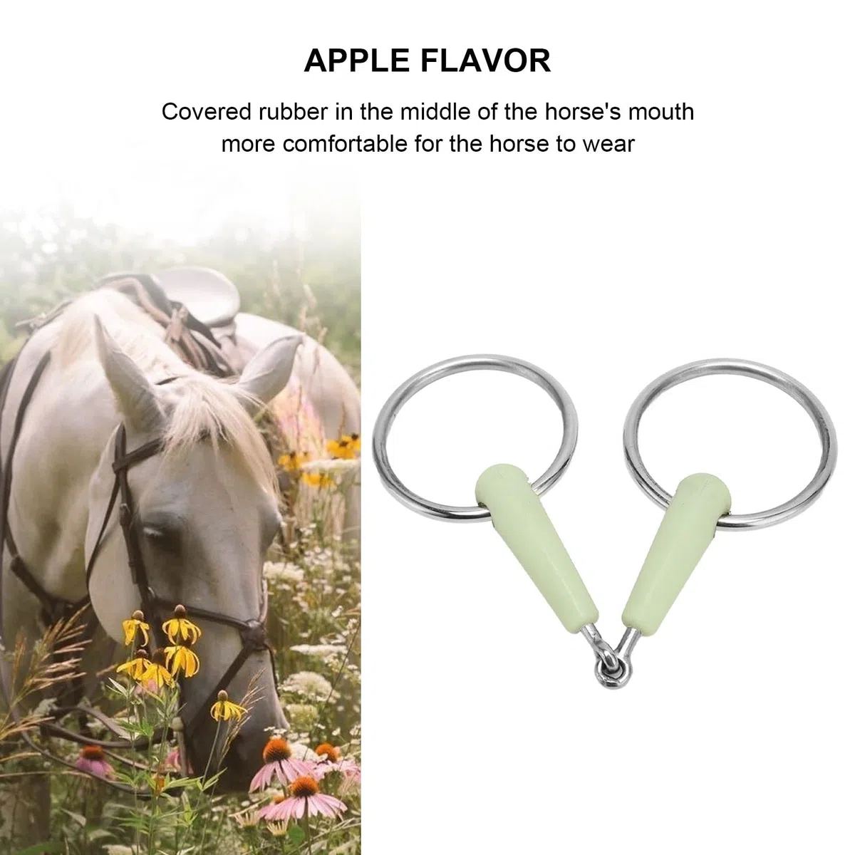 AYNEFY Morso per cavalli, comodo morso avvolto in gomma in acciaio inox per cavalli, morso per cavalli, pelham, accessorio per allenamento equestre