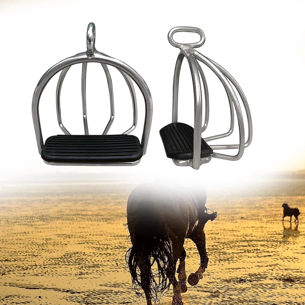 MagiDeal 2X Staffe per Equitazione Strumento di Allenamento Antiscivolo Acciaio Flessibile Antiscivolo per la Sicurezza Equitazione Sport all'Aria Aperta