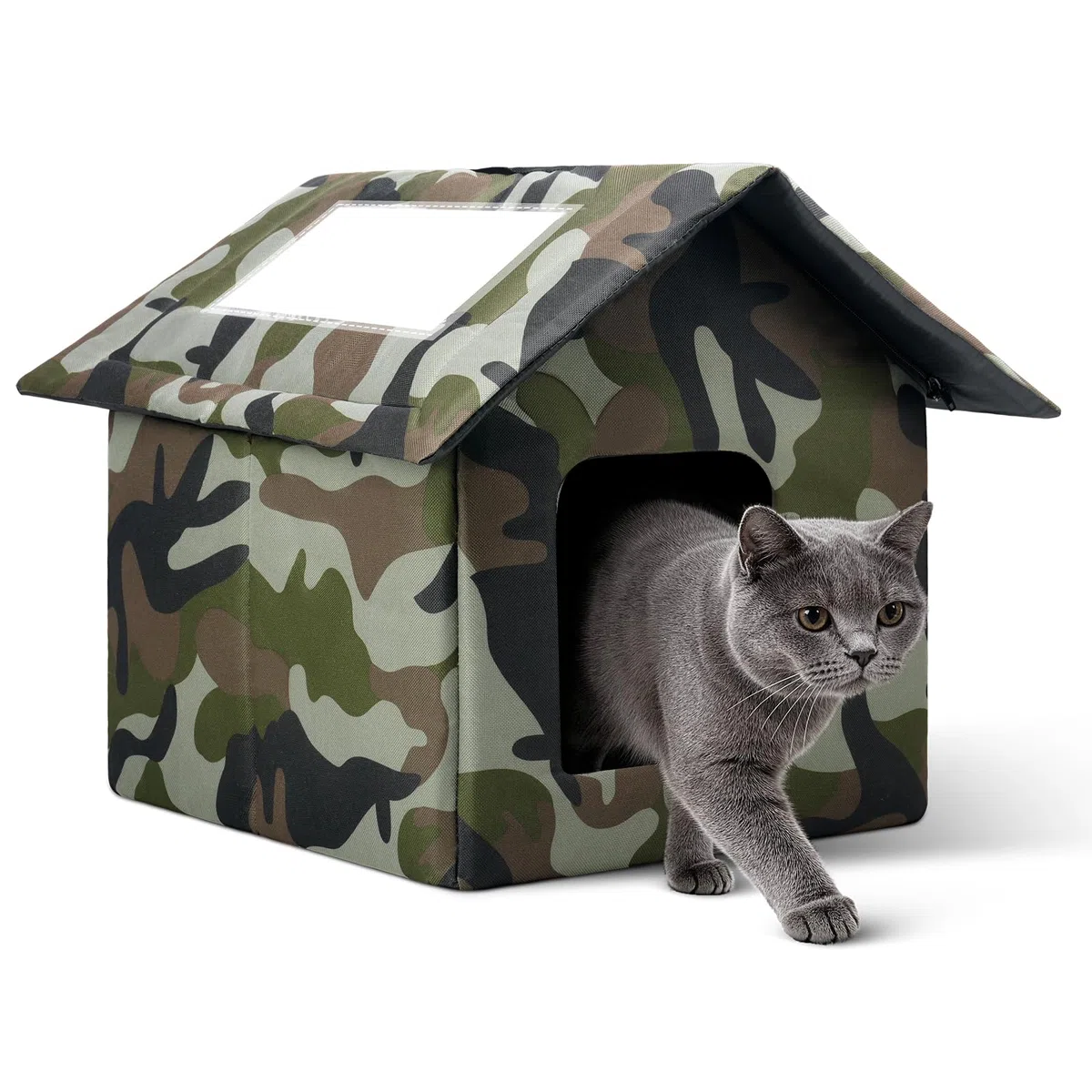 Casetta per gatti all'aperto, resistente alle intemperie, con tappetino e porte, facile da mettere insieme, pieghevole e caldo, per l'inverno, non volare via