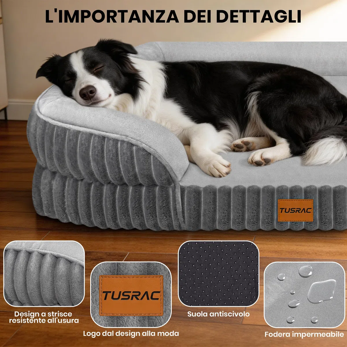 Cuccia Cane Interno Taglia Grande, Sfoderabile e Lavabile, 112x81x18cm