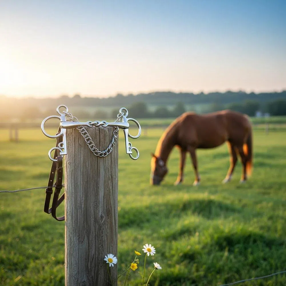 Dianzan Morso per Cavallo a Guance Piene, Morso a Snodo con Catena in Acciaio Inossidabile, Accessorio per Finimenti Equestri.