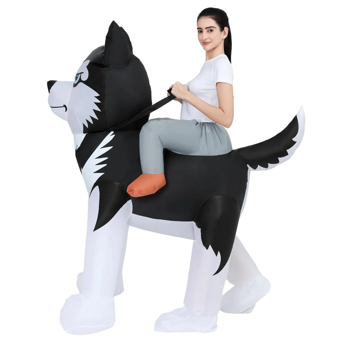 RHYTHMARTS Costume gonfiabile per cani per adulti, divertente costume da husky