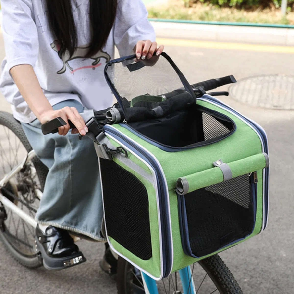 Asixxsix Cestino per cani da bicicletta (GREEN)